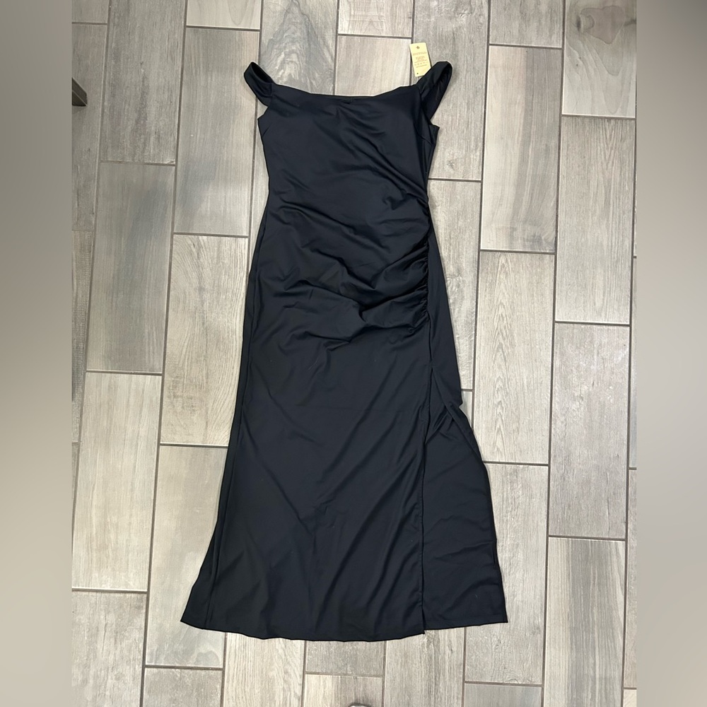 Popilush Shapewear Off-the-Shoulder Side Slit Slimming Maxi Dress - Picture 7 of 10